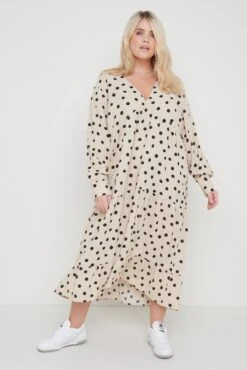 Dotty Day Dress - Beige Polka Dot -Outlet Stylistae Store Dotty Day Dress Beige 4017