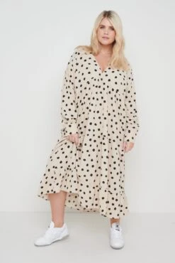 Dotty Day Dress - Beige Polka Dot -Outlet Stylistae Store Dotty Day Dress Beige 4026