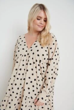 Dotty Day Dress - Beige Polka Dot -Outlet Stylistae Store Dotty Day Dress Beige 4039