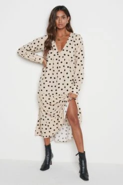 Dotty Day Dress - Beige Polka Dot -Outlet Stylistae Store Dotty cream 2291