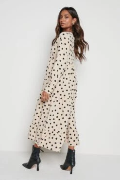 Dotty Day Dress - Beige Polka Dot -Outlet Stylistae Store Dotty cream 2311