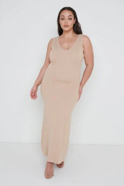Eliza A-Line Dress Curve - Beige -Outlet Stylistae Store Eliza A Line Beige 1200