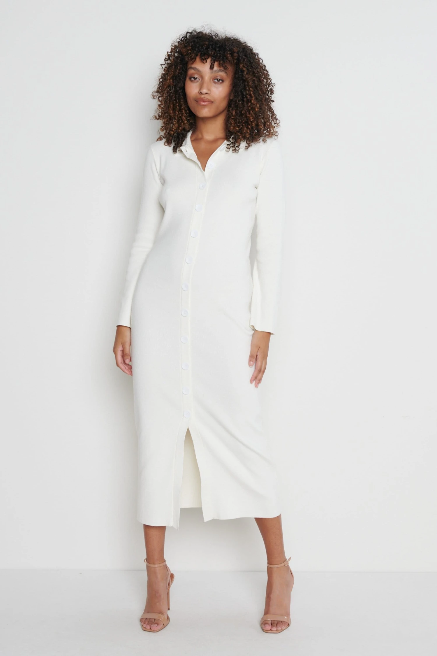 Elsa Knit Button Dress - Cream 1 Elsa Knit Button Dress - Cream