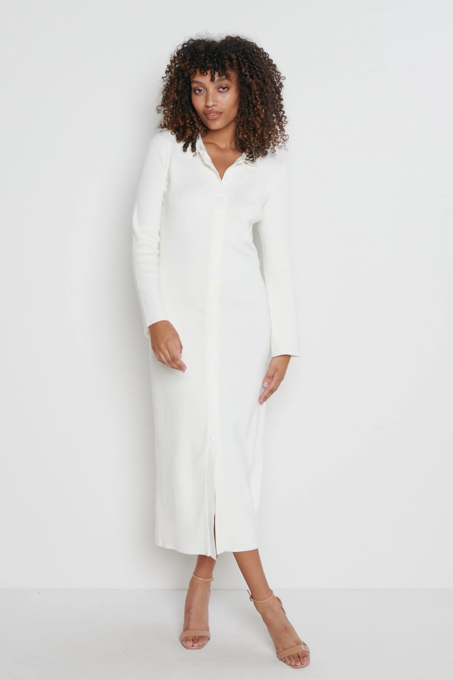 Elsa Knit Button Dress - Cream 5 Elsa Knit Button Dress - Cream - Image 5