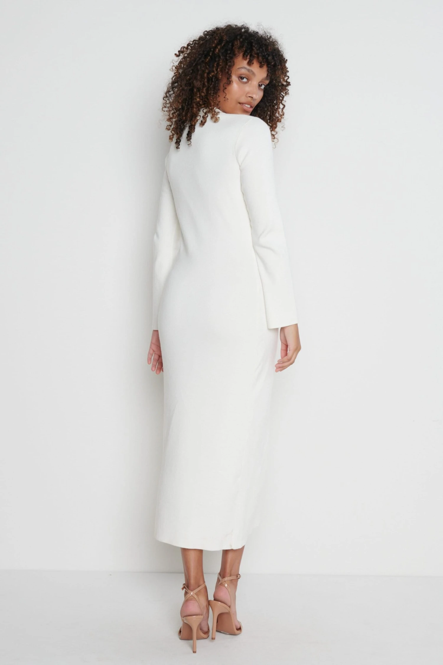 Elsa Knit Button Dress - Cream 4 Elsa Knit Button Dress - Cream - Image 4