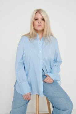 Emerson Striped Shirt- Blue -Outlet Stylistae Store Emerson Shirt Blue Stripe 2296