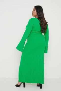 Emmie Cut Out Knit Midaxi Dress - Green -Outlet Stylistae Store Emmie Dress Green Curve 855