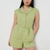 Farris Belted Playsuit - Green