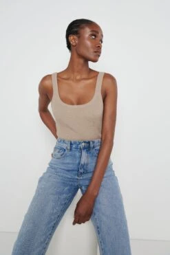 Gabby Knit Cami Top - Taupe -Outlet Stylistae Store Gabby vest top camel 4153