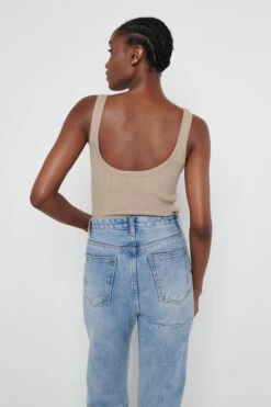 Gabby Knit Cami Top - Taupe -Outlet Stylistae Store Gabby vest top camel 4165