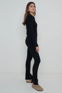 Gigi Split Hem Knit Trousers - Black 15 Gigi Split Hem Knit Trousers - Black -Outlet Stylistae Store Gigi Split Hem Knit Trousers 1300