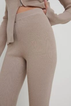 Gigi Split Hem Knit Trousers - Taupe 9 Gigi Split Hem Knit Trousers - Taupe -Outlet Stylistae Store Gigi Split Hem Knit Trousers Taupe 1492