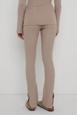 Gigi Split Hem Knit Trousers - Taupe 8 Gigi Split Hem Knit Trousers - Taupe -Outlet Stylistae Store Gigi Split Hem Knit Trousers Taupe 1508