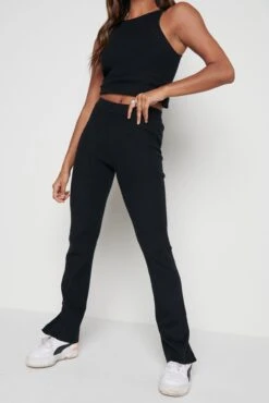 Gigi Split Hem Knit Trousers - Black 18 Gigi Split Hem Knit Trousers - Black -Outlet Stylistae Store Gigi trouser black 2761