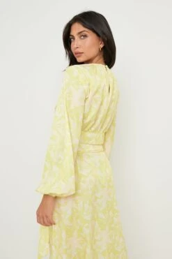 Hadley Balloon Sleeve Blouse - Chartreuse Floral -Outlet Stylistae Store Hadley Set 3008