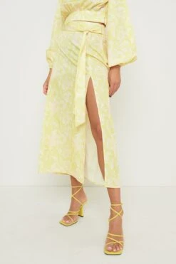 Hadley Tie Midaxi Skirt - Chartreuse Floral