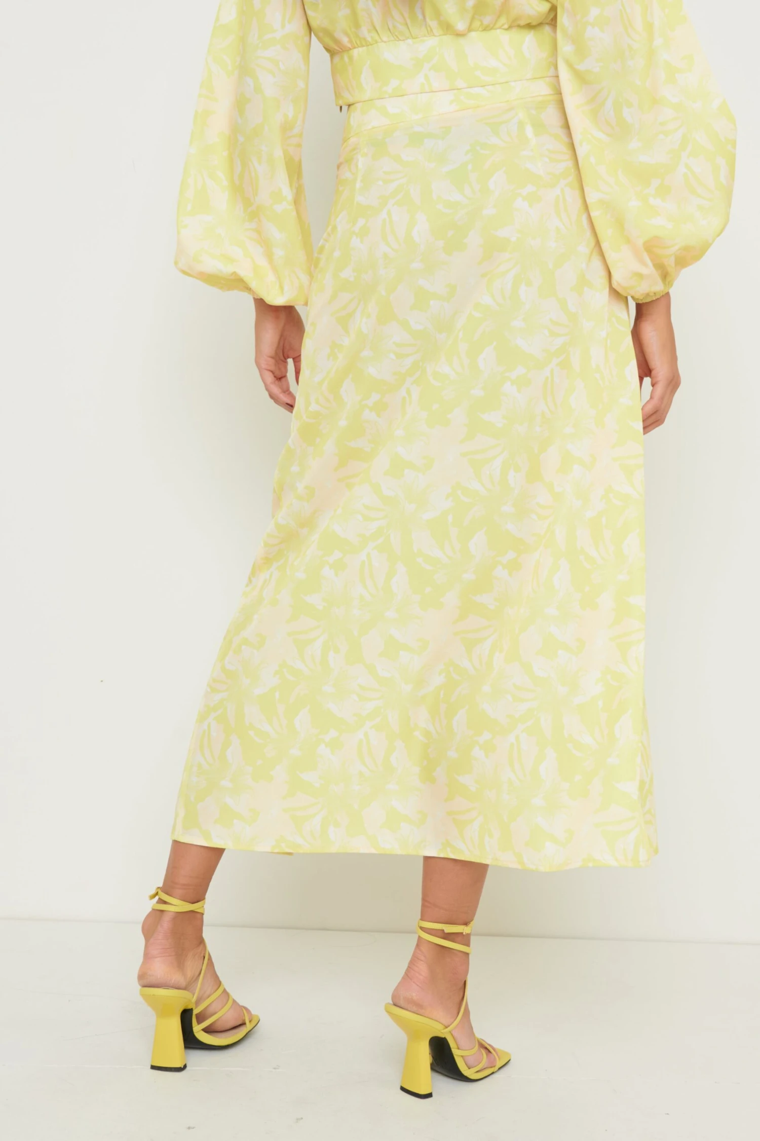 Hadley Tie Midaxi Skirt - Chartreuse Floral 3 Hadley Tie Midaxi Skirt - Chartreuse Floral - Image 3