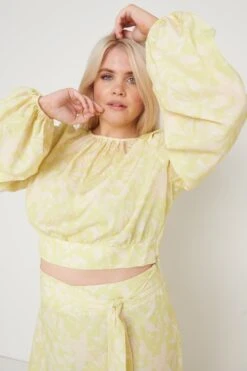 Hadley Balloon Sleeve Blouse - Chartreuse Floral -Outlet Stylistae Store Hadley Set Print 2573