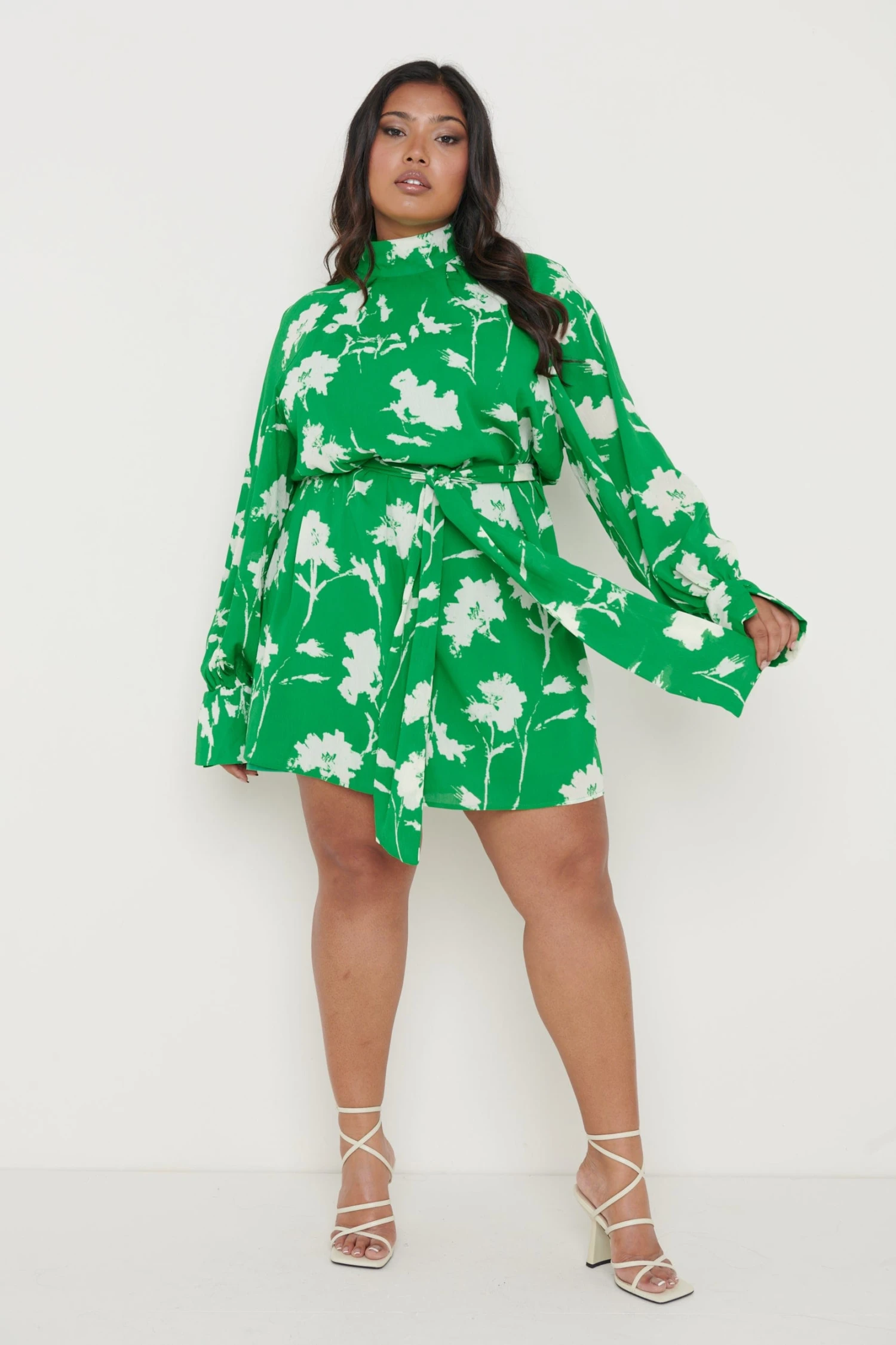 Hailee Printed Chiffon Dress - Green Floral 5 Hailee Printed Chiffon Dress - Green Floral - Image 5