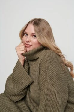 Hattie Ribbed Jumper Dress - Khaki 15 Hattie Ribbed Jumper Dress - Khaki -Outlet Stylistae Store Hattie dress green 1470