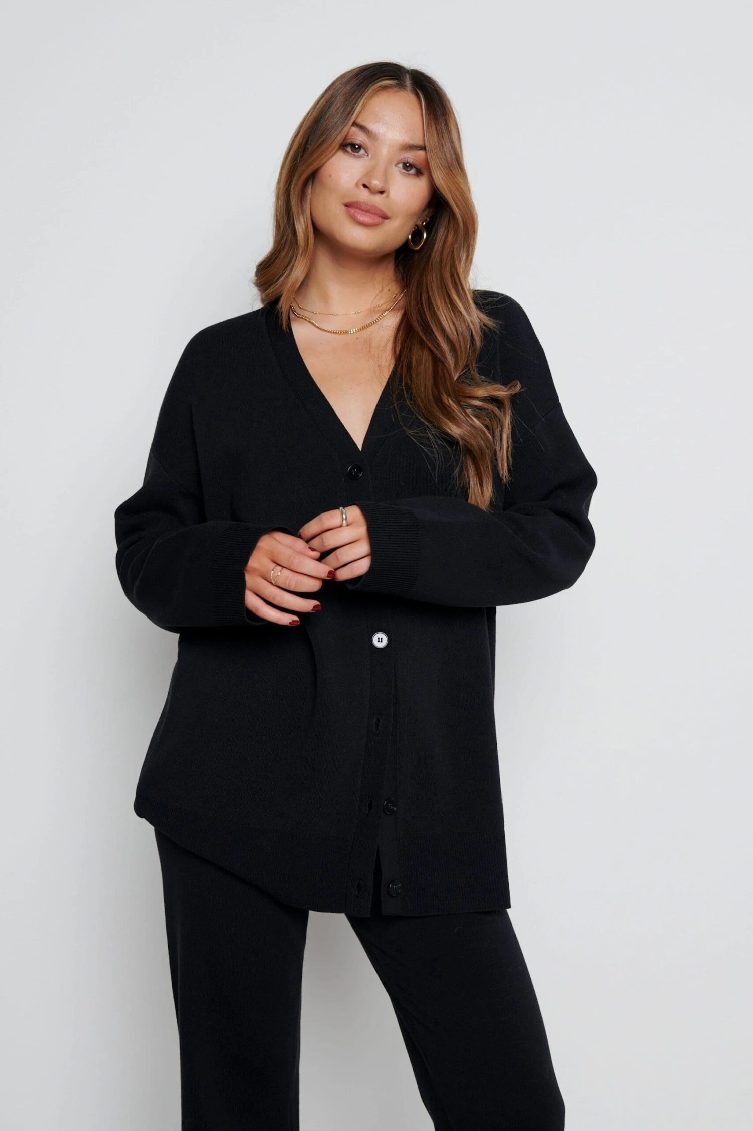 Hayden Knit Cardigan - Black 2 Hayden Knit Cardigan - Black - Image 2