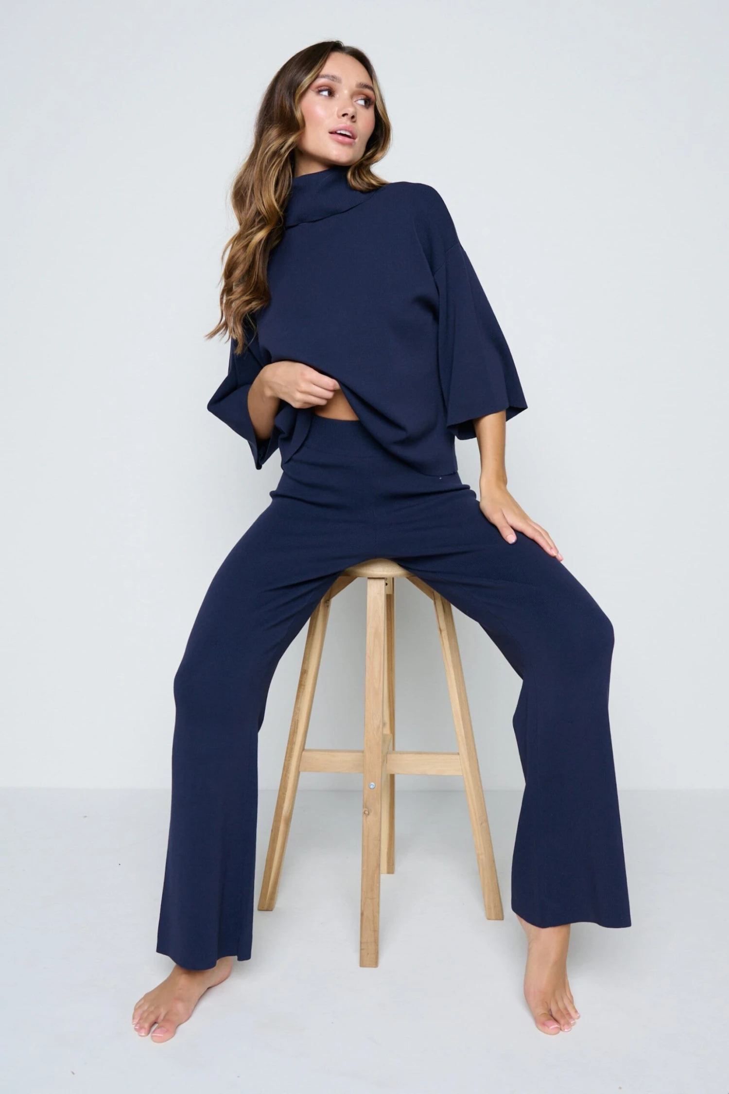 Hayden Knit Trousers - Navy 4 Hayden Knit Trousers - Navy - Image 4