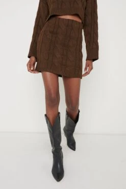 Hunter Cable Knit Mini Skirt - Brown