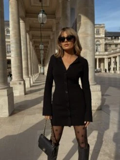 Elsa Mini Knit Button Dress- Black -Outlet Stylistae Store IMG 0102