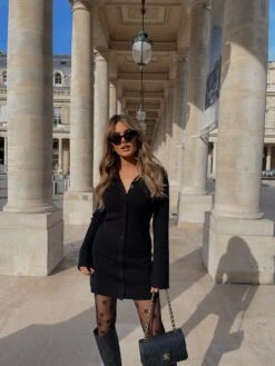 Elsa Mini Knit Button Dress- Black -Outlet Stylistae Store IMG 0124