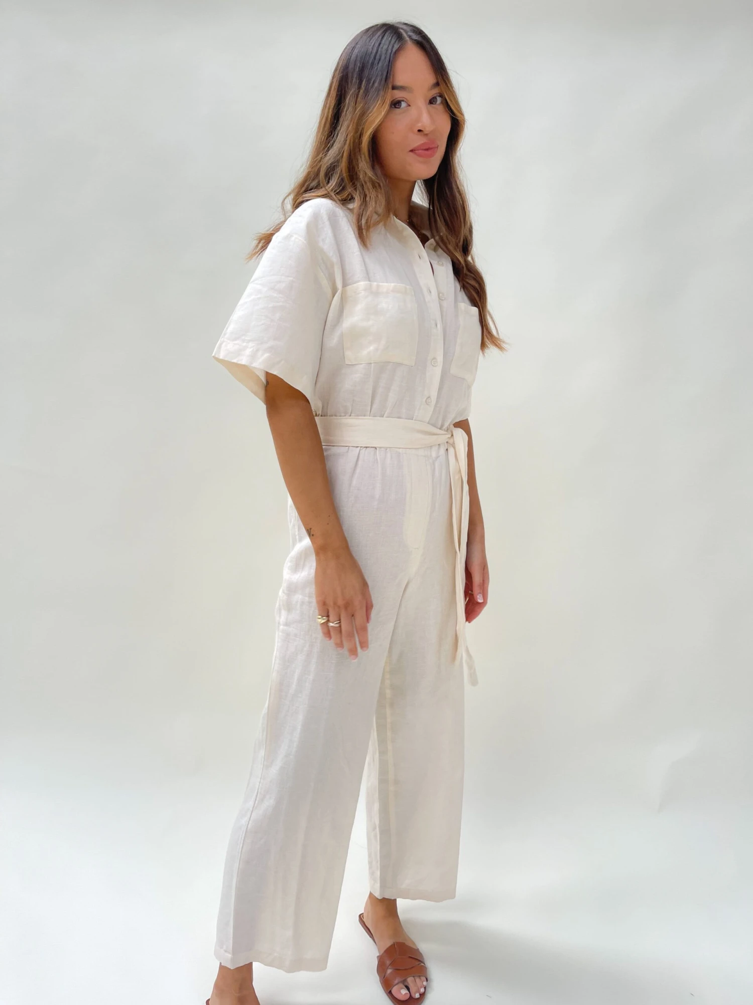 Mitch Boxy Jumpsuit - Beige 5 Mitch Boxy Jumpsuit - Beige - Image 5