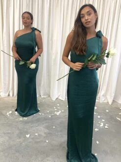 Amelia Maxi Tie Dress - Matte Emerald Green -Outlet Stylistae Store IMG 2001