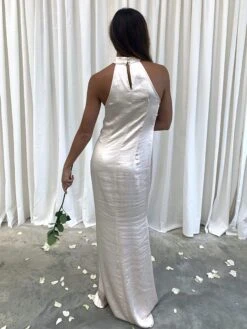 Raleigh High Back Halterneck Maxi Dress - Matte Oyster 6 Raleigh High Back Halterneck Maxi Dress - Matte Oyster -Outlet Stylistae Store IMG 2104