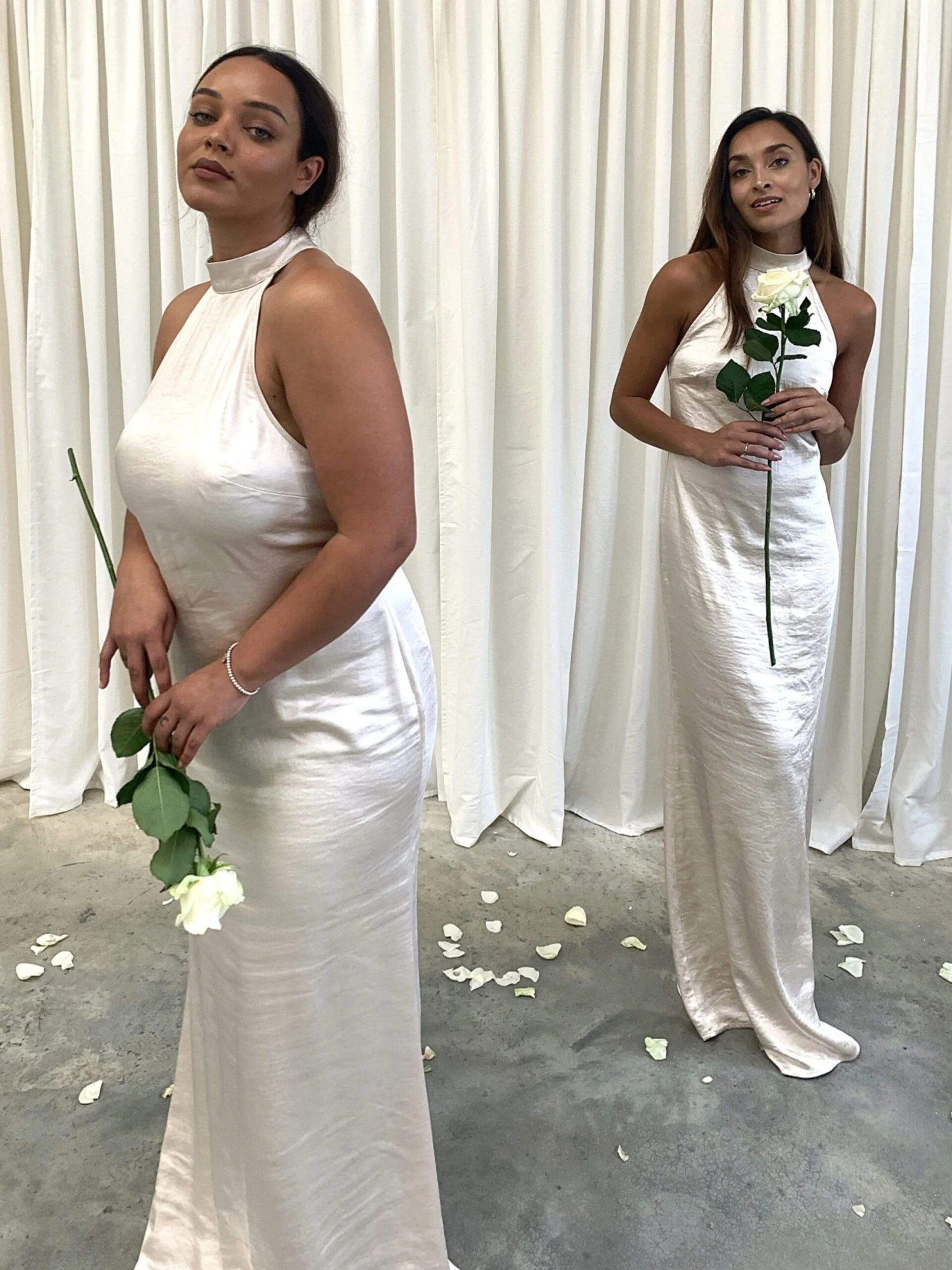 Raleigh High Back Halterneck Maxi Dress - Matte Oyster 1 Raleigh High Back Halterneck Maxi Dress - Matte Oyster