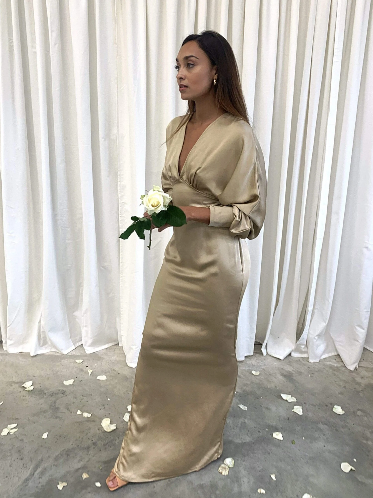 Alexis Maxi Batwing Dress - Matte Bronze 9 Alexis Maxi Batwing Dress - Matte Bronze - Image 9