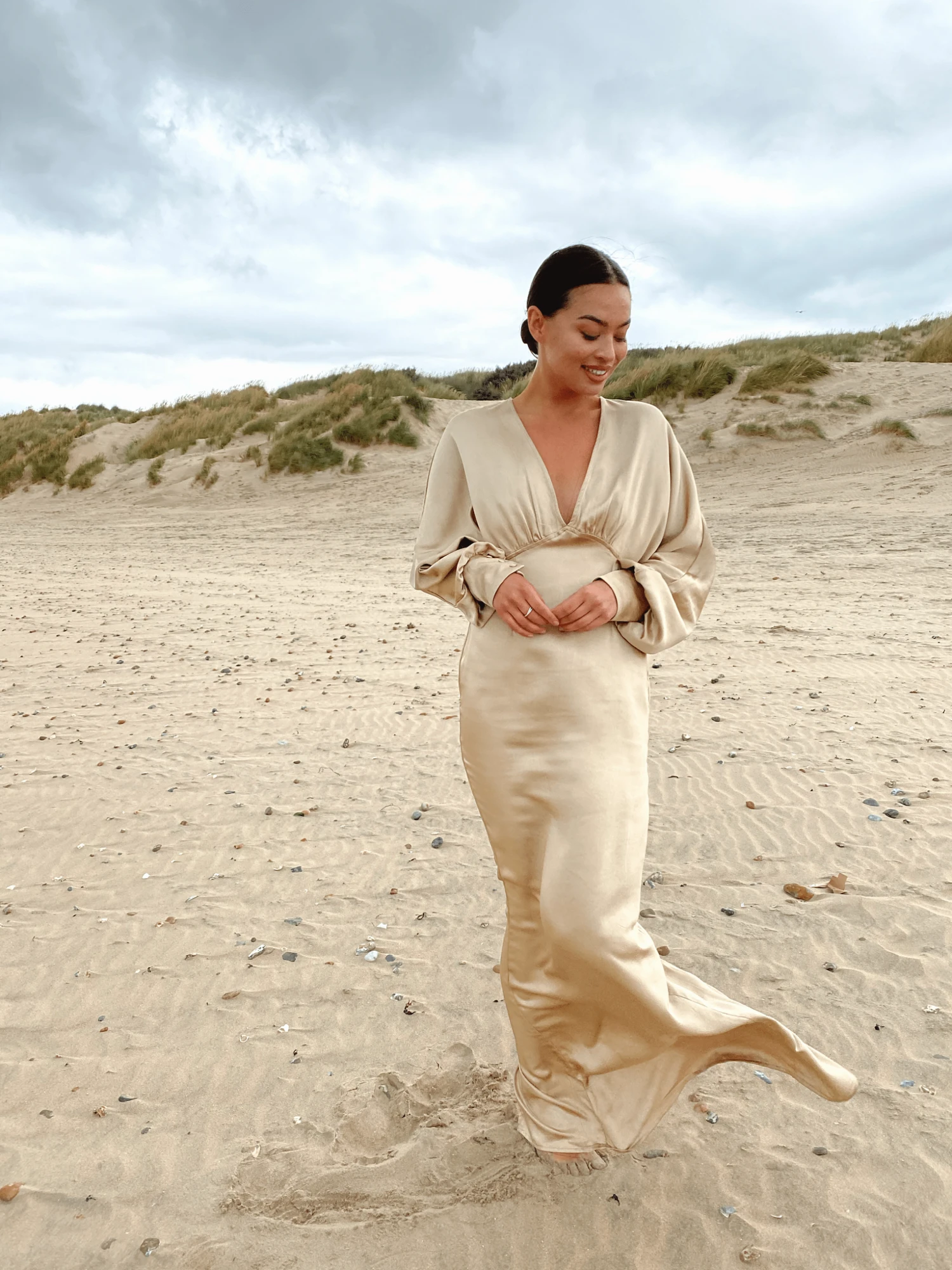 Alexis Maxi Batwing Dress - Matte Bronze 3 Alexis Maxi Batwing Dress - Matte Bronze - Image 3