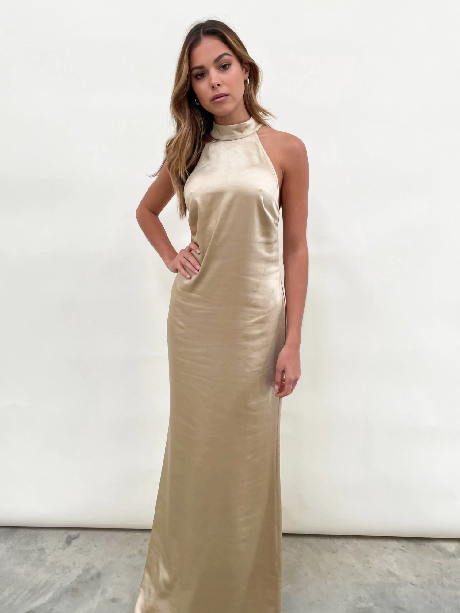 Raleigh High Back Halterneck Maxi Dress - Matte Bronze 5 Raleigh High Back Halterneck Maxi Dress - Matte Bronze - Image 5