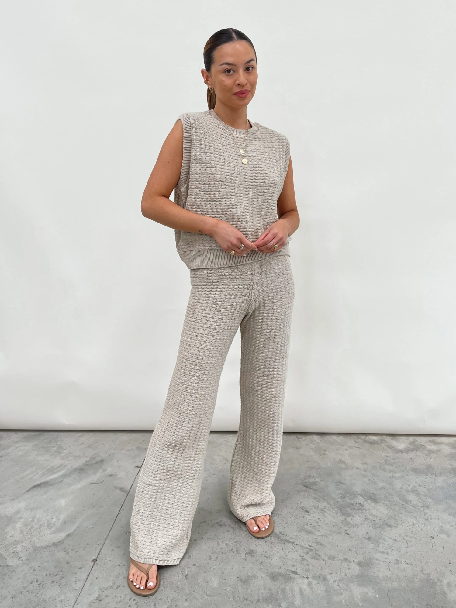 Quinn Crochet Knit Top - Taupe 6 Quinn Crochet Knit Top - Taupe - Image 6