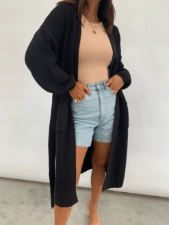 Arden Midi Tie Cardigan - Black -Outlet Stylistae Store IMG 7378 52ddd4e3 ae82 4b0f 82a6 1be3c7a7f05b