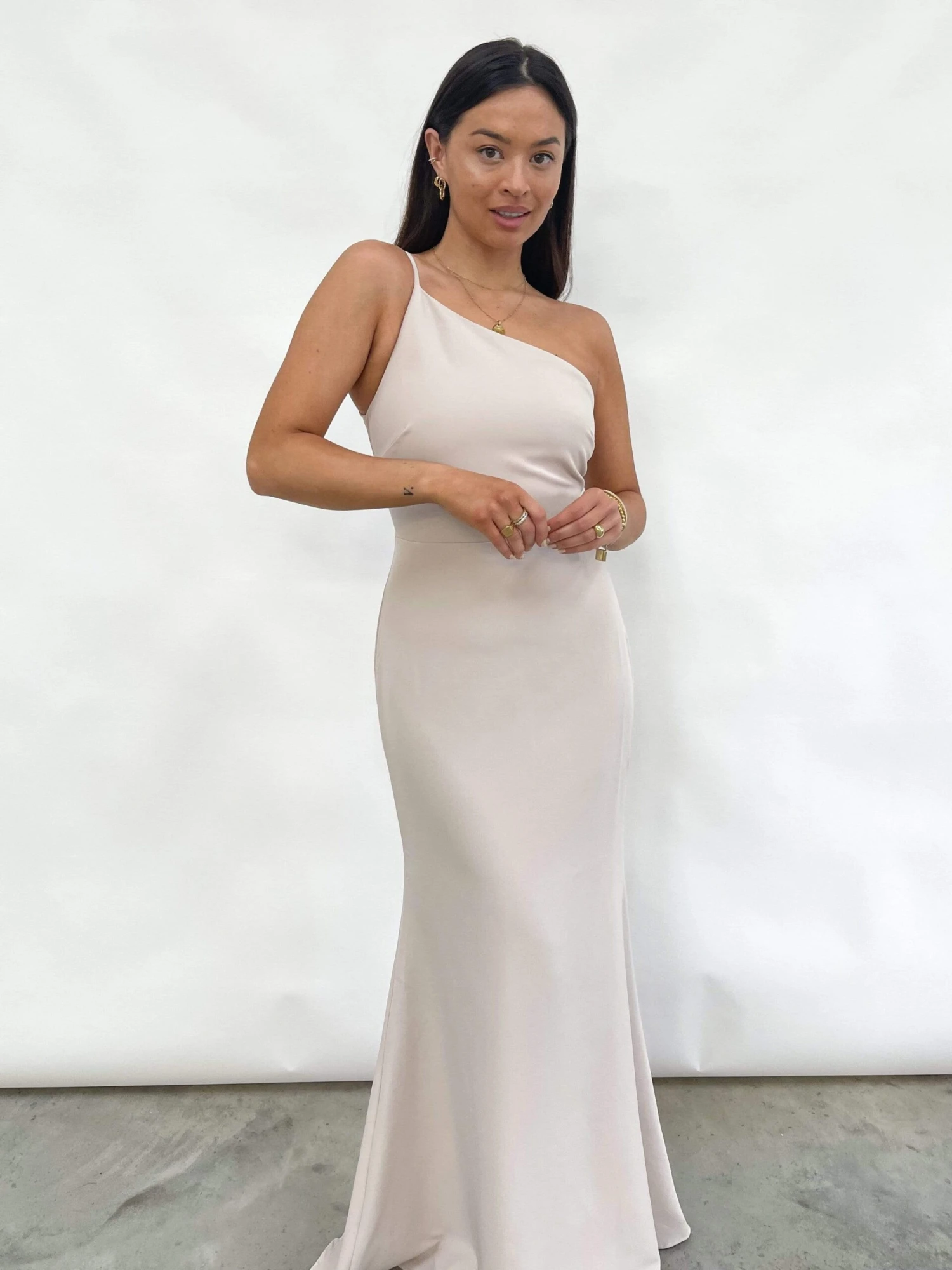 Amelia Maxi Dress - Crepe Nude 2 Amelia Maxi Dress - Crepe Nude - Image 2