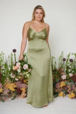 Ines Recycled Maxi Bridesmaids Dress - Matte Olive 8 Ines Recycled Maxi Bridesmaids Dress - Matte Olive -Outlet Stylistae Store Ines Maxi Olive Plus 1842