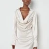 Iris Cowl Front Mini Dress - Oyster