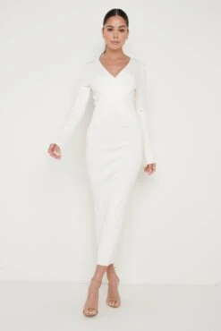 Jacklin Wrap Midaxi Dress - Cream -Outlet Stylistae Store Jacklin Wrap Midaxi Dress Cream 3030