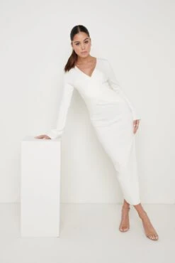 Jacklin Wrap Midaxi Dress - Cream -Outlet Stylistae Store Jacklin Wrap Midaxi Dress Cream 3070