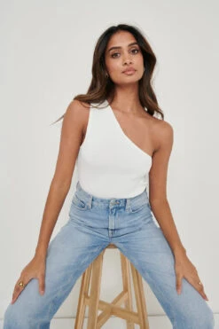 Jamison One Shoulder Knit Top - Cream