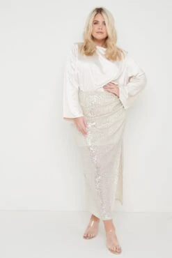 Jayda Cowl Neck Blouse- Oyster -Outlet Stylistae Store Jayda Cowl Neck Blouse Oyster Curve 416