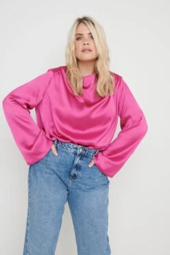 Jayda Cowl Neck Blouse - Pink 19 Jayda Cowl Neck Blouse - Pink -Outlet Stylistae Store Jayda Cowl Neck Blouse Pink Curve 1899