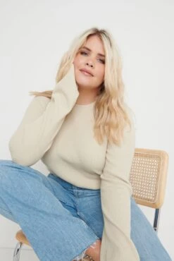 Jayla Long Sleeve Knit Top - Beige -Outlet Stylistae Store Jayla Long Sleeve Knit Top Beige 867