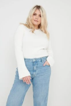 Jayla Long Sleeve Knit Top - Cream -Outlet Stylistae Store Jayla Long Sleeve Knit Top Cream 669