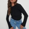 Jayla Long Sleeve Knit Top - Black