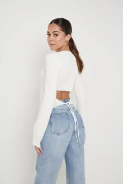 Jayla Tie Back Knit Top - Cream